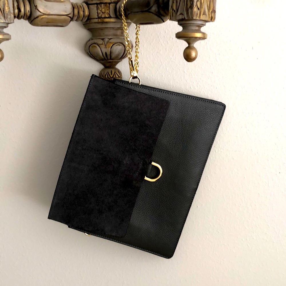 Grey Italian Leather Clutch